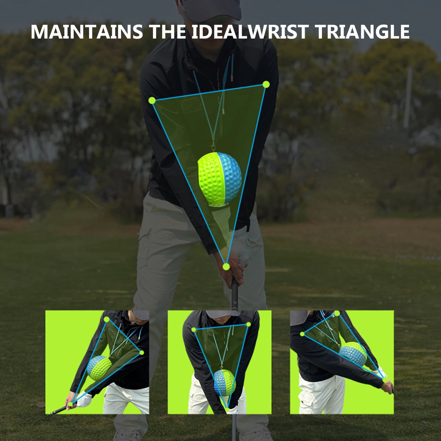 Golf Training Aid Ball with Tees Golf Ball Training Aid Adjustable Lanyard Posture Correction Swing Muscle Memory Trainer Aids
