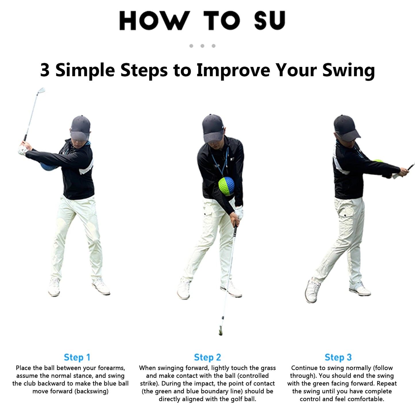Golf Training Aid Ball with Tees Golf Ball Training Aid Adjustable Lanyard Posture Correction Swing Muscle Memory Trainer Aids