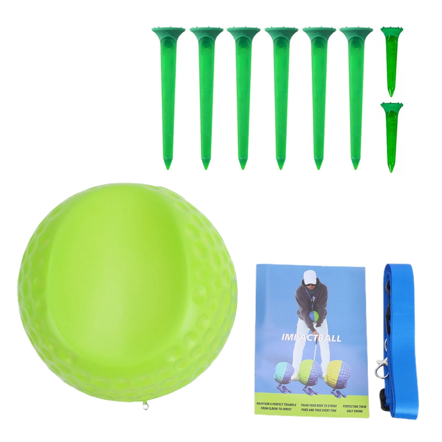 Golf Training Aid Ball with Tees Golf Ball Training Aid Adjustable Lanyard Posture Correction Swing Muscle Memory Trainer Aids