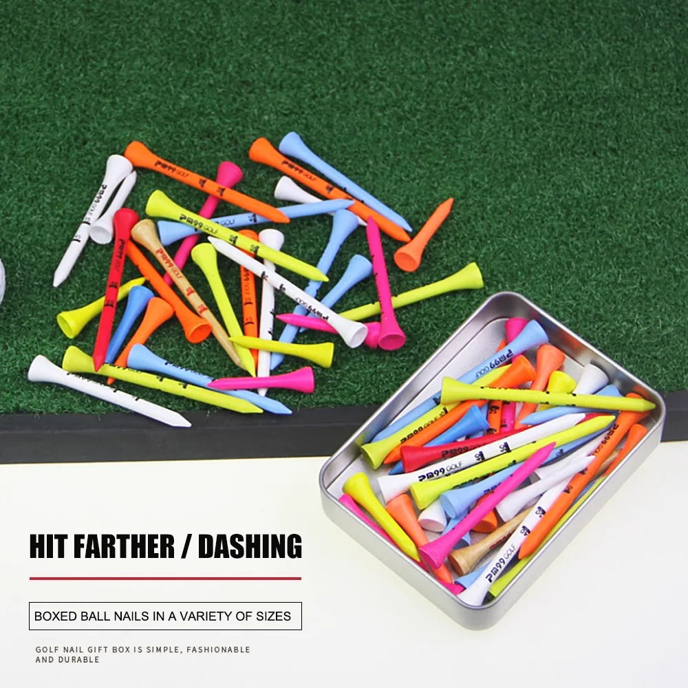 Golf Training Reduce Side Spin&Friction Professional Golf Ball Holder Golf Accessories Wood Golf Tees With Storage Case