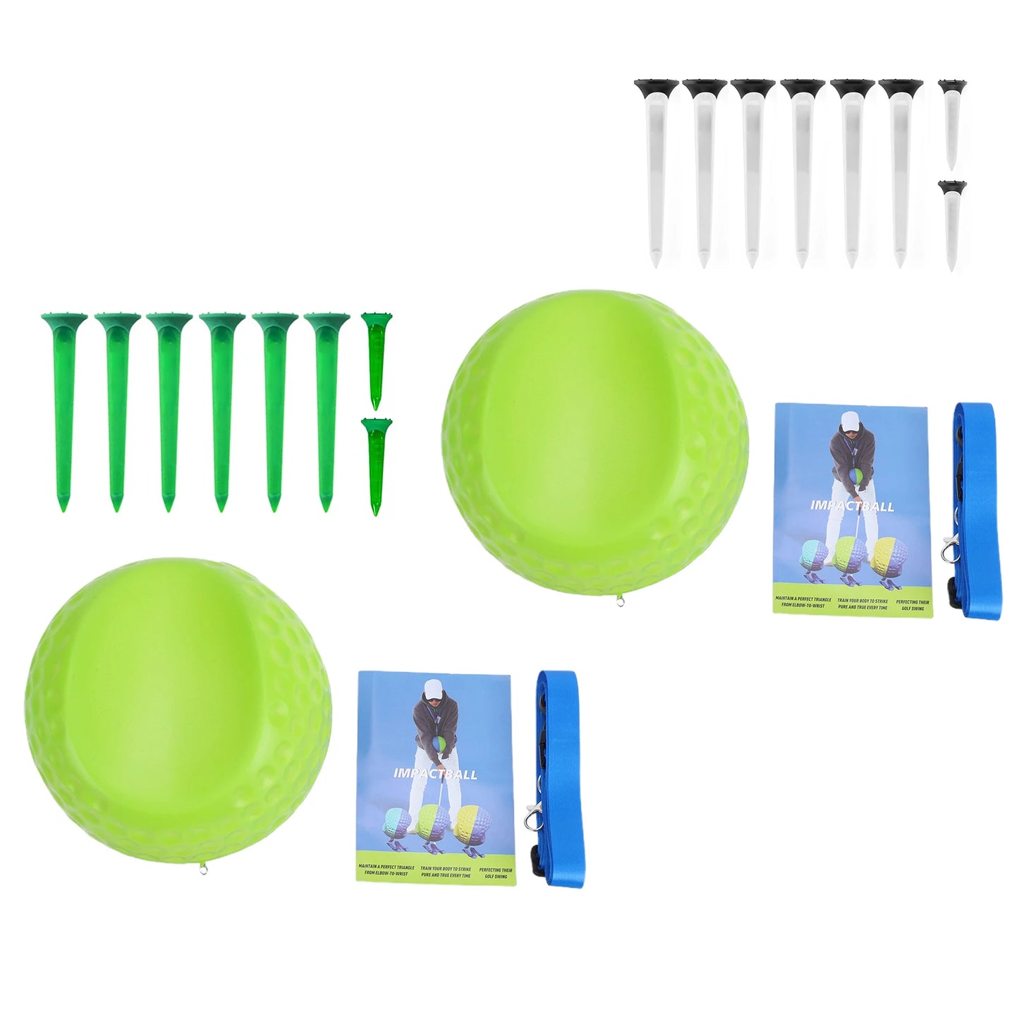 Golf Training Aid Ball with Tees Golf Ball Training Aid Adjustable Lanyard Posture Correction Swing Muscle Memory Trainer Aids