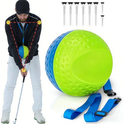 Golf Training Aid Ball with Tees Golf Ball Training Aid Adjustable Lanyard Posture Correction Swing Muscle Memory Trainer Aids
