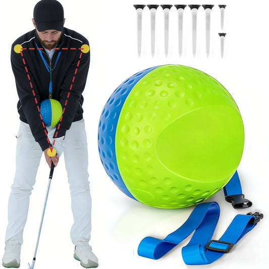 Golf Training Aid Ball with Tees Golf Ball Training Aid Adjustable Lanyard Posture Correction Swing Muscle Memory Trainer Aids